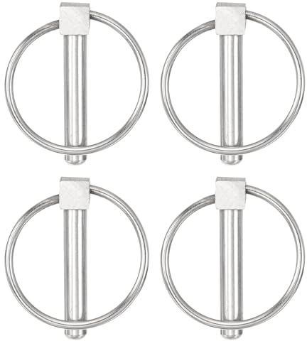 sourcing map 4Pcs 0.31 x 1.65 Tractor Pins 304 Stainless Steel Linch Pin Assortment Kit with Ring for Trailers, Farm Tractors, Trucks, Lawn Mowers, Silver