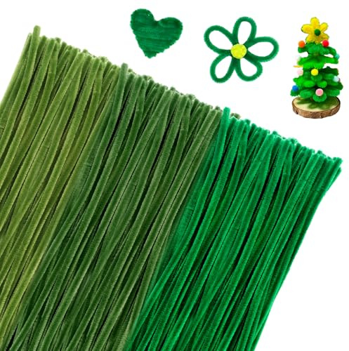 300x Pfeifenreiniger, Grün Biegbar Pfeifenputzer zum Basteln für Handwerk | 3 Verschiedene 30cm Grün Pipe Cleaner, Plüsch Pfeiffenputzerdraht für Handwerk DIY, Weihnachten Dekorieren