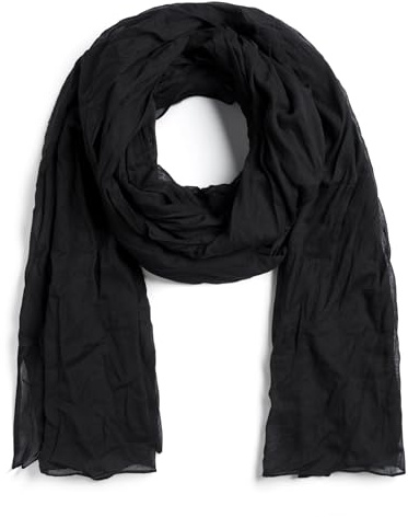 ALLEE DU FOULARD Chèche Long, Echarpe, Châle - 100% Coton - Taille 110 x 300 cm - Chèche Touareg Femme et Homme - Longueur 3 Mètres - Confort et Fluidité (Noir)
