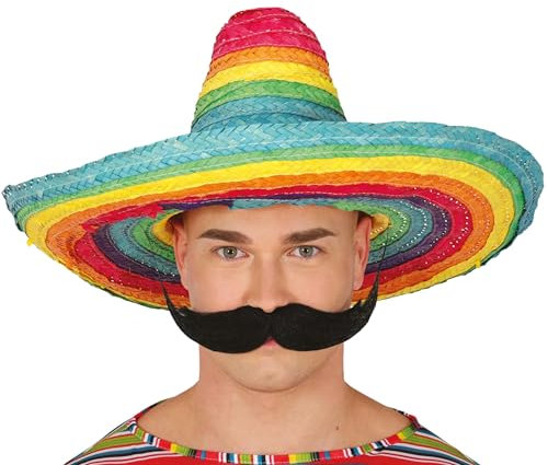 FIESTAS GUIRCA | Sombrero Mexicano de Paja Decorado (50 cm) - Accesorio de Fiesta para Celebraciones Mexicanas, Verano, Carnaval y Graduaciones - Ideal para Adultos Unisex - Multicolor