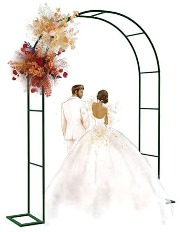 Arche de mariage extérieure en métal pour cérémonie de jardin, treillage vert, pergola, tonnelle avec support d'arche, idéale pour jasmin, géranium, glycine, 80 x 200 cm