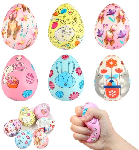Ostern Geschenk Kinder, FainFun Anti Stress Bälle Groß, Stressbälle Kinder, Ostergeschenke, Geschenke Ostern, Ostereier Ostereier, für Osterkörbchenfüller, Ostergeschenke, Eiersuchen (Kaninchen)