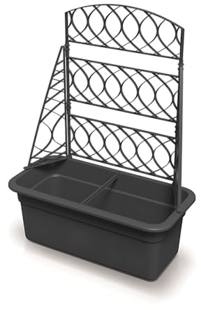 Kreher XL Rankgitter mit Pflanzkasten, Spalier in Anthrazit (1) | Aus robustem Kunststoff, Maße B x T x H 58 x 28,8 x 80 cm. Für Garten, Terrasse und Balkon.