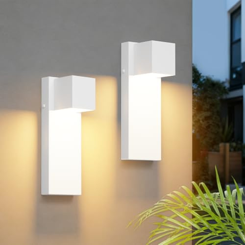 K-Bright LED Aussenlampe 16W,2 Stück Außenlampe 3000K，Weiß | Edelstahl-Wandleuchte Wasserdicht IP65, Warmweiß Außenwandleuchte, für Innen/Außen, Garage & Korridor