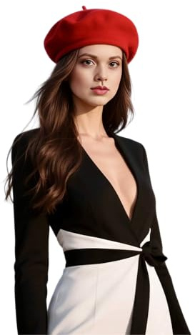 Damen Barrett Mütze Paris Style Baskenmütze Wolle für eleganten Stil Uni Farbe französisch Künstler