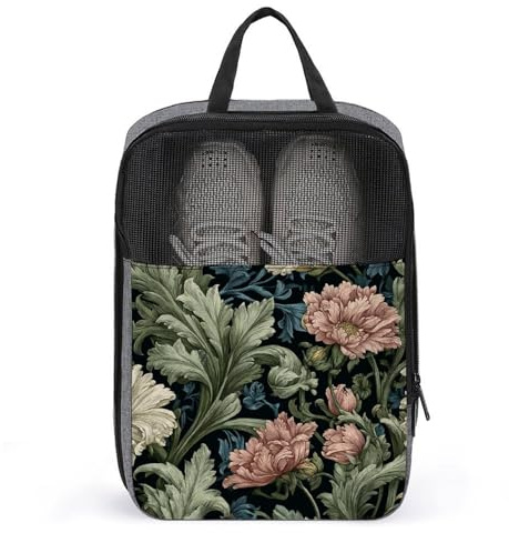 Schuhtasche für Reisen und den täglichen Gebrauch, Motiv: Curling Acanthusblätter, Vintage-Stil, Wildblumen, Staubschutz, Aufbewahrung, Golf-Schuhbeutel