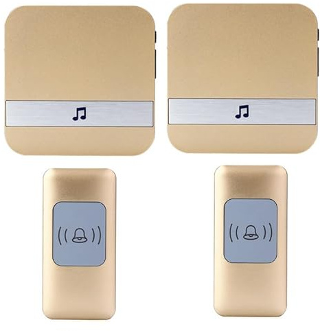 Sonnette sans Fil avec 2 récepteurs, 2 Boutons poussoirs, étanche IP68, Double Sonnette sans Fil avec Flash LED, Longue portée 300 m/1 000 pi, branchez-la avec 4 Niveaux de Volume,