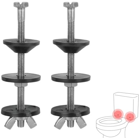 IBRIQO® Kit Tornillos Cisterna Universal M6×90 — Juego De 2 Tornillos De Acero Inoxidable Con Arandelas, Juntas Y Palomillas — Fijación Taza WC/Inodoro Segura Y Estanca