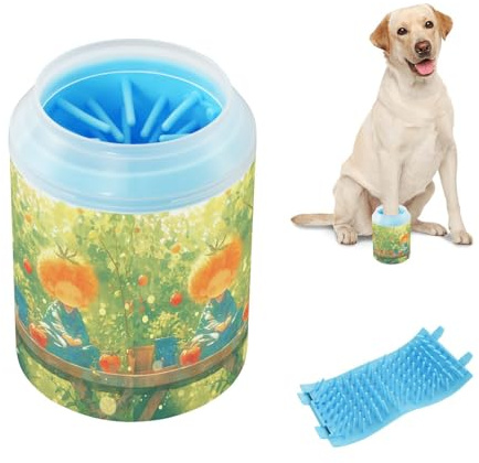 Kid in Garden Art Tragbarer Pfotenreiniger mit weicher Massagebürste, Fußpflege-Zubehör für kleine, mittelgroße und große Rassen, Hunde/Katzen