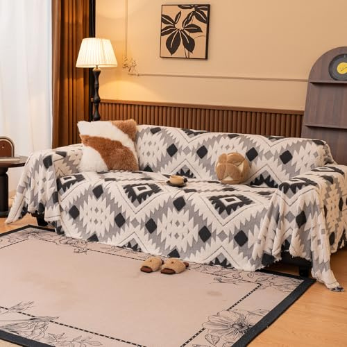 VanderHOME Manta Sofa Manta Invierno, Funda Sofa 2 Plazas Resistente, Diseño Lujoso Ligero, Cobijas De Invierno, Invierno 180 * 260cm-Negro