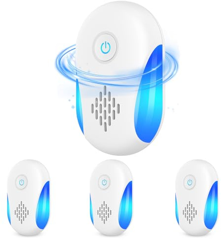 Yowrepu 4 Pezzi Ultrasuoni per Topi da Interno, Repellente a Ultrasuoni Plug-in per Anti Zanzare, Topi, Scarafaggi, Formiche, Ragni - Non Tossico, Sicuro e Silenzioso