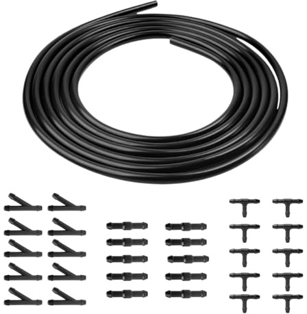 Kit tubo flessibile lavavetri da 3 metri, inclusi 30 connettori per tubi flessibili, connettori per tubi tergicristalli per il collegamento di pompe dell'acqua e ugelli per auto
