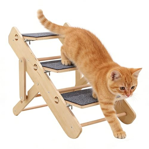 Hundetreppe fürs Bett - rutschfeste Stabile Haustierstufen,Kleine Hunderampe für Bett, Sofa & Couch - zum Klettern für Zuhause, Wohnzimmer, Bettseite, Sofa, Couch, Sessel