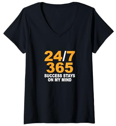 Mujer Naranja Color 24/7 Éxito Naranja Gráfico Camiseta Cuello V