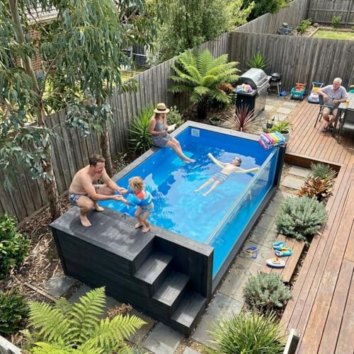 Piscina de fibra de vidrio sobre el suelo con bomba de filtro, escalones de sujeción personalizables, piscina de inmersión prefabricada de fibra de vidrio de 20 pies para jardín al aire libre, patio