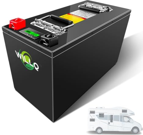 WILLQ Batería LiFePO4 12V 24V 50Ah 100Ah 150Ah 200Ah 300Ah 600Ah 12 Voltios 24 Voltios para Carro de Golf con BMS Inteligente Integrado 3000+ Ciclos Baterías Recargables de Litio para RV