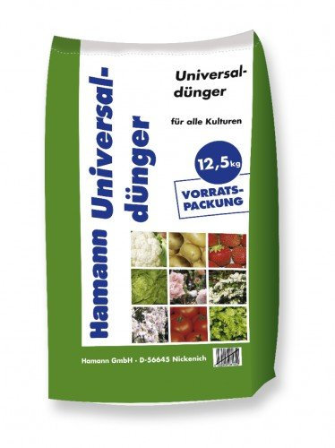 Universaldünger 12,5 kg organisch-mineralischer Volldünger für Gemüse, Obst, Blumen und Zierpflanzen, Terrasse, Balkon und Garten Pflanzen, Gartenboden,