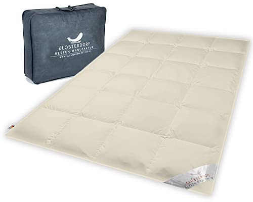 Klosterdorf Bettenmanufaktur 100% Bio Sommerdecke - KBA - GOTS - ''nonplusultra'' - 135x200 cm 180 Gramm EXTRA LEICHT - Daunendecke - Bettdecke - Handarbeit aus Deutschland - Für einen gesunden Schlaf