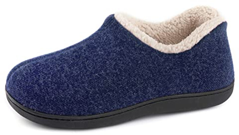 ULTRAIDEAS morbide Pantofole da Donna in Memory Foam con Retro Chiuso con Calda Fodera in Pile, Scarpe da casa in Cotone Misto Lana con Suola in Gomma Antiscivolo per Interni all'aperto, blu, 41EU