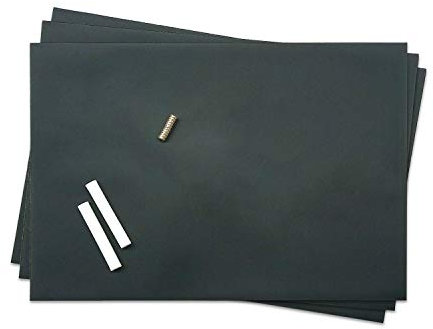 Magnethaftende Tafel-Folie im 3er Set I Kreide und Magnete I DIN A4 I Wand-Tafel beschreibbar zuschneidbar Rückseite selbstklebend schwarz I mag216