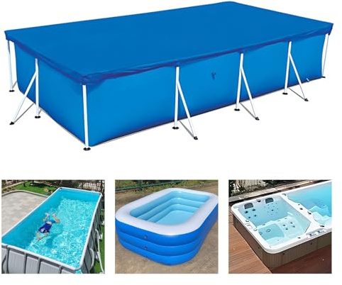 Poolabdeckung Rechteckig, Pool Cover, Pool Abdeckung (260x160 cm) | Wasserdichte, Regenfeste Solarabdeckung PE Schutzplane Für Rectangular Frame Pool
