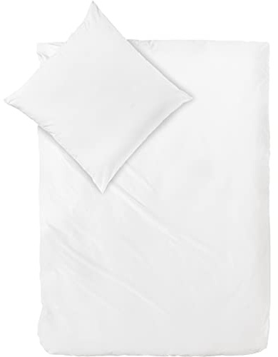 Decoper ® Mako-Satin Bettwäsche aus 100% Baumwolle | Atmungsaktiv & kuschelig weich | Farbe Weiß | 2 teilig - 135 x 200 cm + 80 x 80 cm