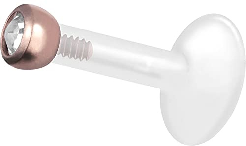 PIERCINGLINE PTFE Labret mit Innengewinde | TITAN AUFSATZ KRISTALL | Piercing Lippe Nase Ohr Helix | Farb & Größenauswahl