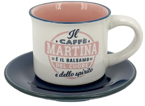 Tazzina da caffè in gres porcellanato personalizzata con piattino - Martina