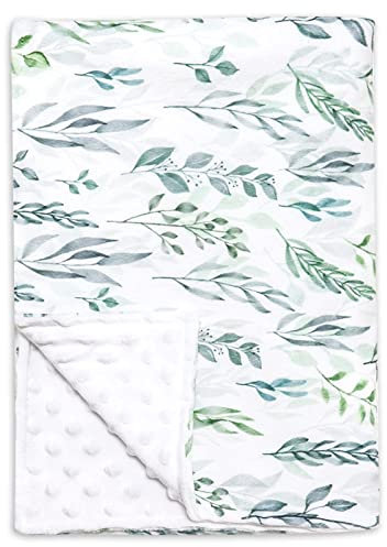 Babydecke grünes Blatt, weiche Minky warme Empfangs-Babydecke für Mädchen und Jungen, Kleinkind, Baby, Neugeborene, Kinderbettdecke, Unisex (101.6x76.2 cm)