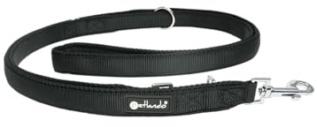 Petlando Hundeleine 3m Mesh weich gepolstert, Schwarz, 300x3cm | Für große Hunde, 3-fach verstellbar, pflegeleicht, schnelltrocknend, Karabiner, Führleine, Freihandleine, Umhängeleine