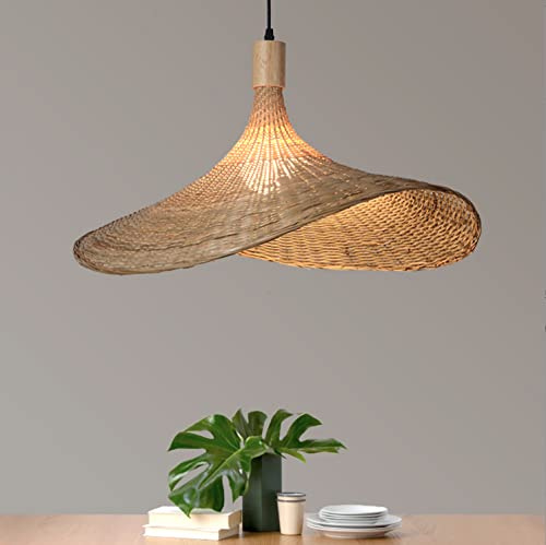 DUNMW Lampada a sospensione in bambù intrecciata a mano Lampadario a soffitto in bambù semplice Lampada da soffitto Lampadario in bambù naturale per sala da pranzo, sala da tè, ristorante