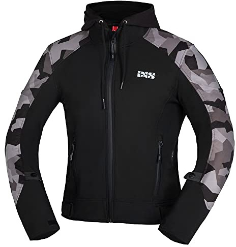 IXS Moto Camo Motorrad Zip Hoodie, schwarz/camouflage, M
