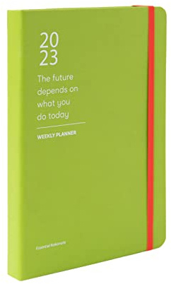 Kokonote Terminkalender 2023 - Color Fun Kollektion A5 Format - Grün Essential Kalender - Wochenplaner - Personal Organizer auf Englisch - FSC-zertifiziert