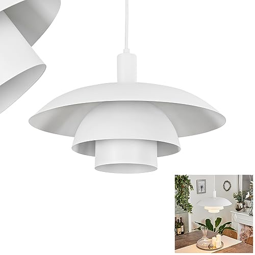 HOFSTEIN Hängeleuchte Sundet, 1-flammige Hängelampe aus Metall in Weiß, moderne Leuchte im skandinavischen Design, Ø 38 cm, max. 114,5 cm, E27, Esszimmer, Küche, Wohnzimmer