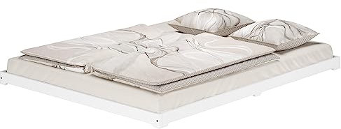 Erst-Holz®Futonbett weiß 160x200 flach extra niedriges Loftbett Kiefer V-60.47W-16ohne Zubehör