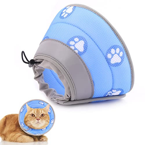 Supet Halskrause Katze,Einstellbarer Halskrause Katze Halsband,Wiederherstellung Halsband Weich Kragen Cone Nach Operation und Verletzungen für Welpen,Hunde und Katzen (Blau, S)