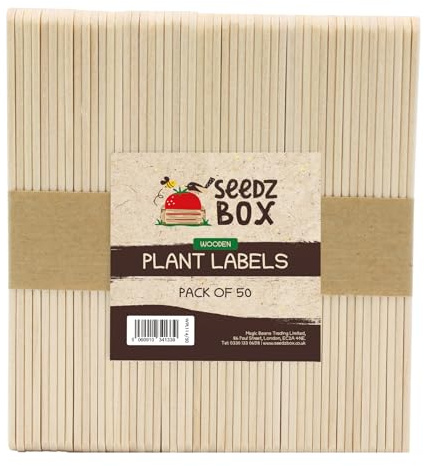 Wooden Plant Labels for Outdoor and Indoor Plants - 50 x Premium Birch Plant Labels - Mark with Pencil Ball-Point or Marker Pen - Less Smudging - Seedzbox
