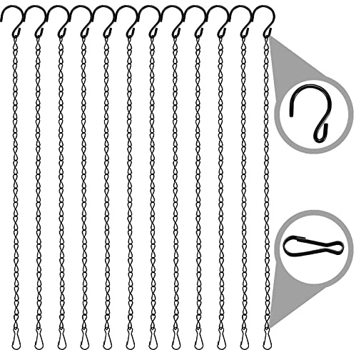 MICREEN 12 Pack Hanging Chains with Hooks, 19.7 Inches Outdoor/Indoor Garden Plant Hangers for Planters, Baskets, Bird Feeders, Lanterns, Wind Chimes and Ornaments