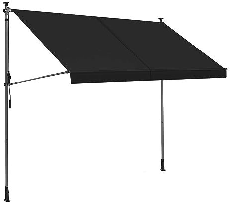 osoltus Klemmmarkise, Balkonmarkise, höhenverstellbar, mit Handkurbel, Sonnenschutz, für Balkon, Terrasse, Garten (300cm, Anthrazit)