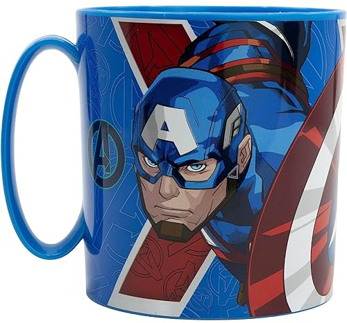 CARTOON Tazza in plastica riutilizzabile Avengers adatta al microonde BPA Free capacità 350 ml tazza per bambini
