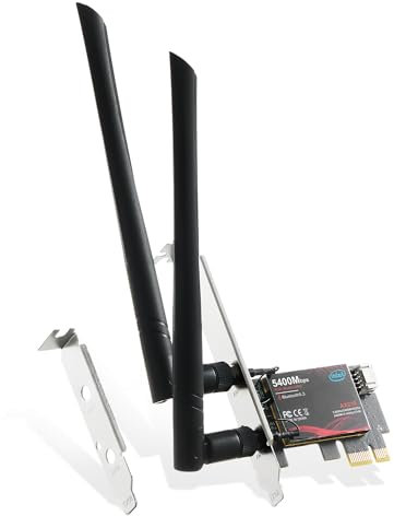 Binardat WiFi 6E AX5400 PCIe WiFi Adattatore di rete, Intel AX210 Chip Bluetooth 5.3, Tri-Band 2.4GHz/5GHz/6GHz OFDMA & MU-MIMO, per Windows 10/11