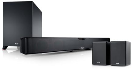 Teufel CINEBAR PRO Surround Soundsystem 4.1 - Soundbar mit Wireless Subwoofer & Kabellosen aktives Rear-Speakers, WLAN, Dolby Audio, Bluetooth, HDMI ARC CEC, 4K - schwarz