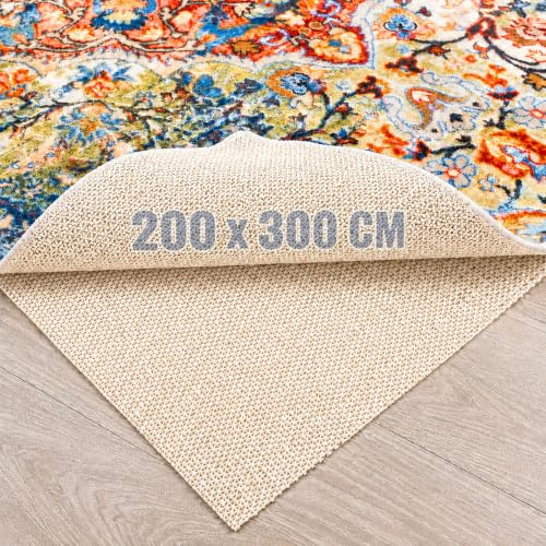 MUXHEL Base antideslizante para alfombra, 200 x 300 cm, tapete antideslizante para alfombra, tapete antideslizante de malla para el hogar, oficina, coches, suelos de madera (beige)