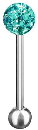 Taffstyle Barbell Stab Piercing Hantel Stecker Zungenpiercing Zunge Intim Brust Oral Ohr Tragus Helix Ohrpiercing Kugel Multi Epoxy Ferido Kristall Türkis 16mm