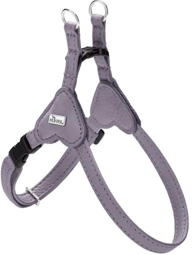 HUNTER Soho Mini Hundegeschirr | Rindsleder, weich & geschmeidig, fellschonend, für kleine Hunde & Welpen, Made in Germany, Farbe: Flieder-grau, Größe: XS