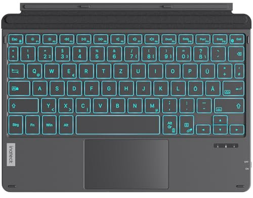 Inateck Surface Go Tastatur,für Surface Go 4 (2023), Surface Go 3/2/1 Gen,Bluetooth 5.3, 7-Farbige Hintergrundbeleuchtung,Surface Go Tastatur mit Touchpad, KB02028