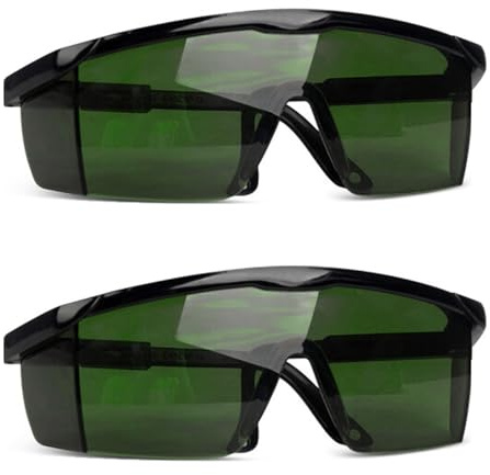 Littlegaofeithing 2Pcs Surlunettes de Sécurité, Lunettes laser, Lunettes de Protection Anti-rayures Anti-buée,pour Femmes et Hommes, Branches Réglables,Protection UV(Vert)