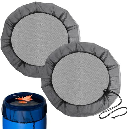 SJDOFU Regentonnen Netz, 2 Stück Verstellbares Regentonnennetz, 85cm Durchmesser Regentonne Mückenschutz, Schutz vor Laub und Insekten (Schwarz)