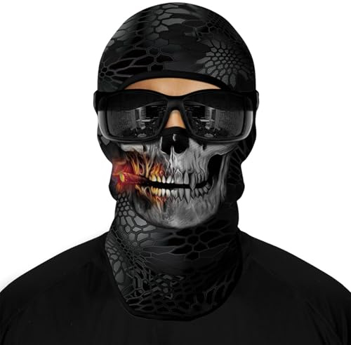 Totenkopf Maske, Horror Schädel-Design Sturmhaube vollgesichtsmaske, Kühl Atmungsaktiv Sonnenschutz Ghost Maske für Halloween-Rollenspiel Radfahren Wandern und Outdoor-Sport, Gold