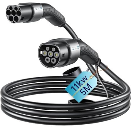 QIAO)) Cavo di Ricarica Tipo 2 5M 11kW 16A 3 Fasi per Veicoli Elettrici IEC 62196 Borsa Pratica per Trasporto